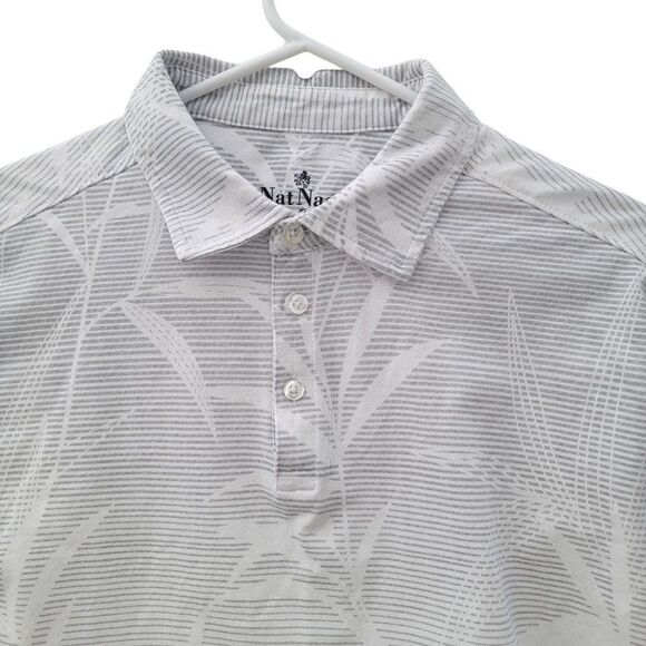 Nat Nast Shirt Mens M Polo Golf Ombre Gray Floral Short Sleeve Resortwear - Picture 4 of 8